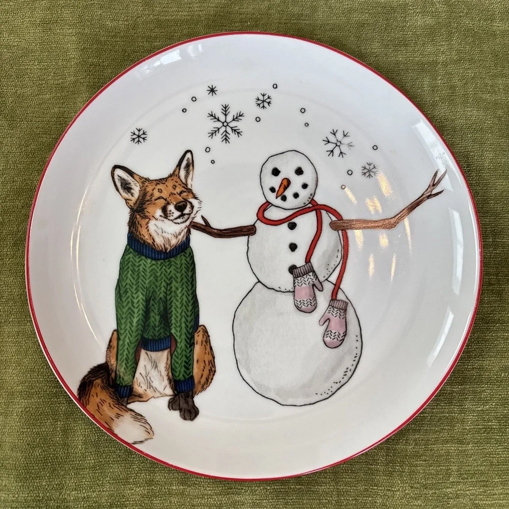 West Elm 2020 Rachel Kozlowski Christmas Dapper Animal Fox Salad Plate So Cute
